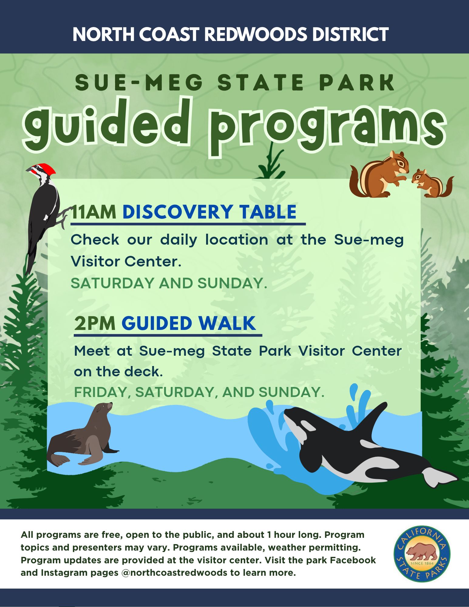 A program flyer for Sue-meg State Park